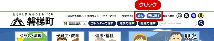 磐梯町ウェブサイト上での変更方法のイメージ