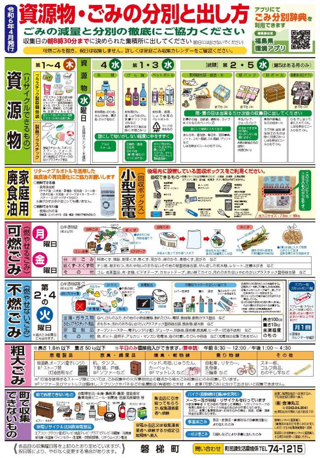 磐梯町ごみの分別と出し方ポスター 