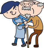 介護する男性のイラスト