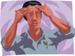薬の副作用で苦しむ男性のイラスト